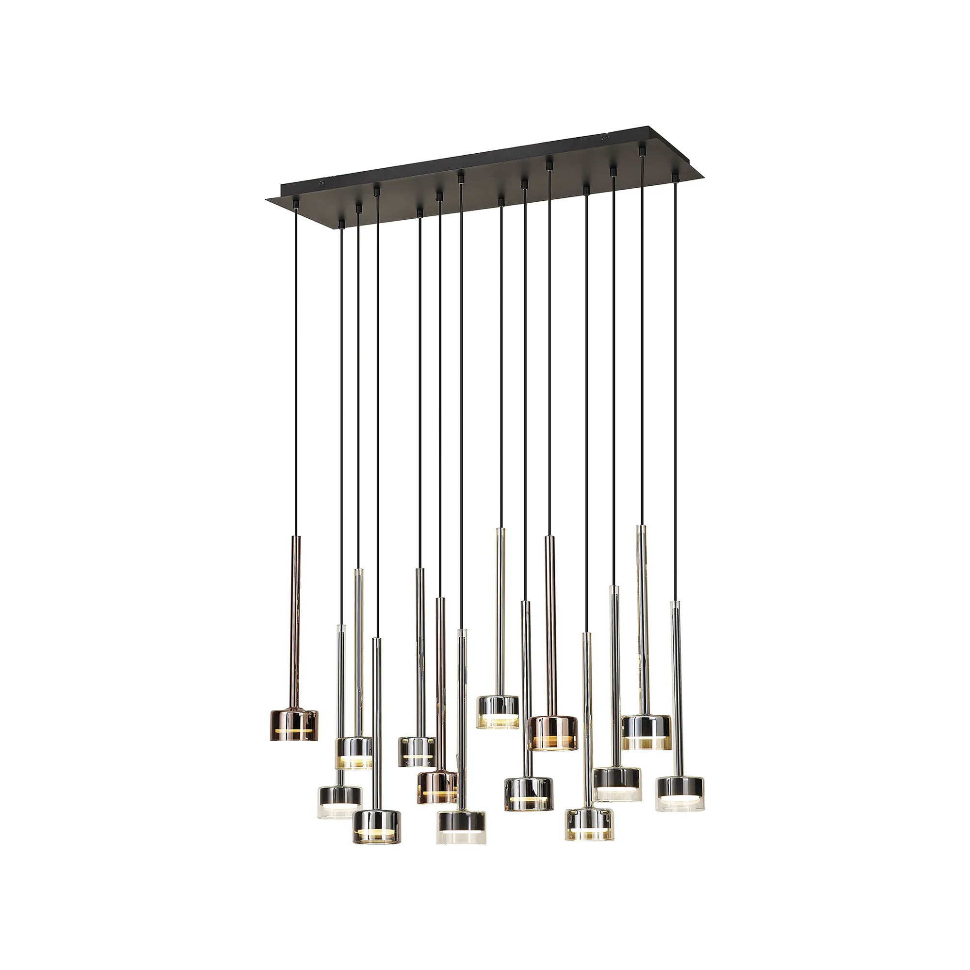 M7878/3000K  Tonic Rectangular Dimmable Pendant 14 Light 3000K Black/Chrome/Bronze/Copper